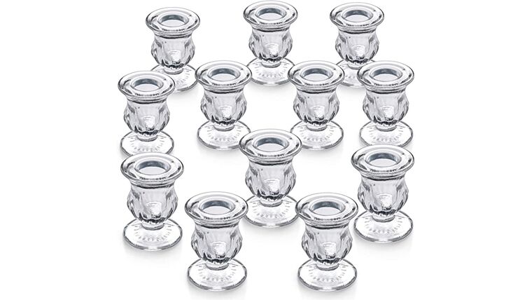 10 Glass Taper Candle Holders